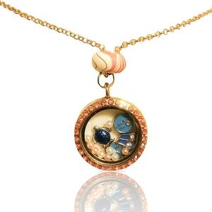 BEACH LIFE boutique charm circle locket pendant necklace + FREE CHARM EXTRAS!